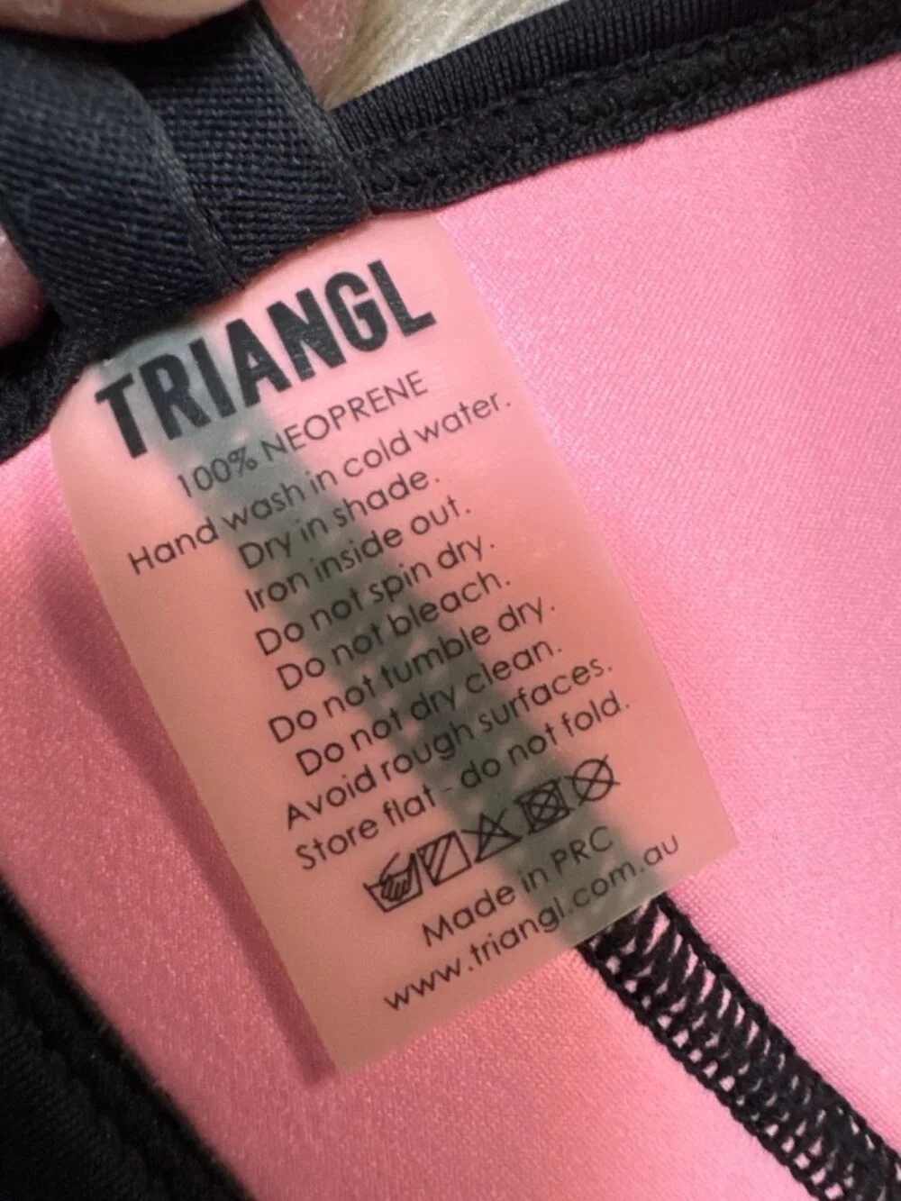 Triangl Pink & Black Neoprene Bikini Top XL